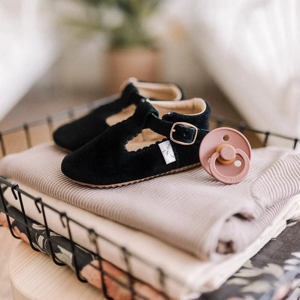 Black T-Bar Moccasin with Anti-Slip Sole