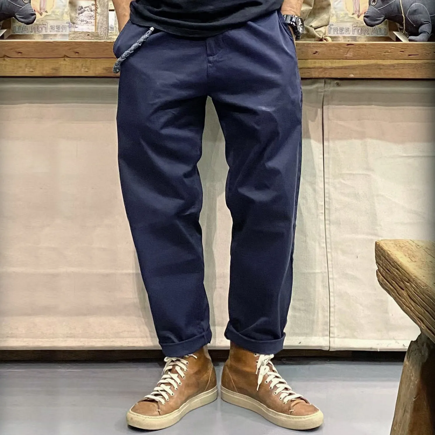 BZEN M.1038 EZ-ER RELAX TAPERED STRETCH CHINO-E0 NAVY