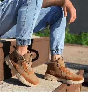 Casual Labor Insurance Shoes Men's Steel Breathable Comfortable High-top Safe Work Protective Shoes