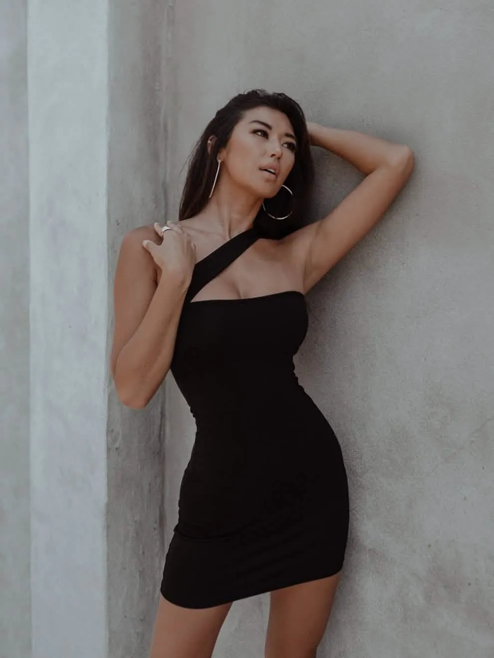 Edgy Asymmetrical Black Mini Dress for Cocktail Events