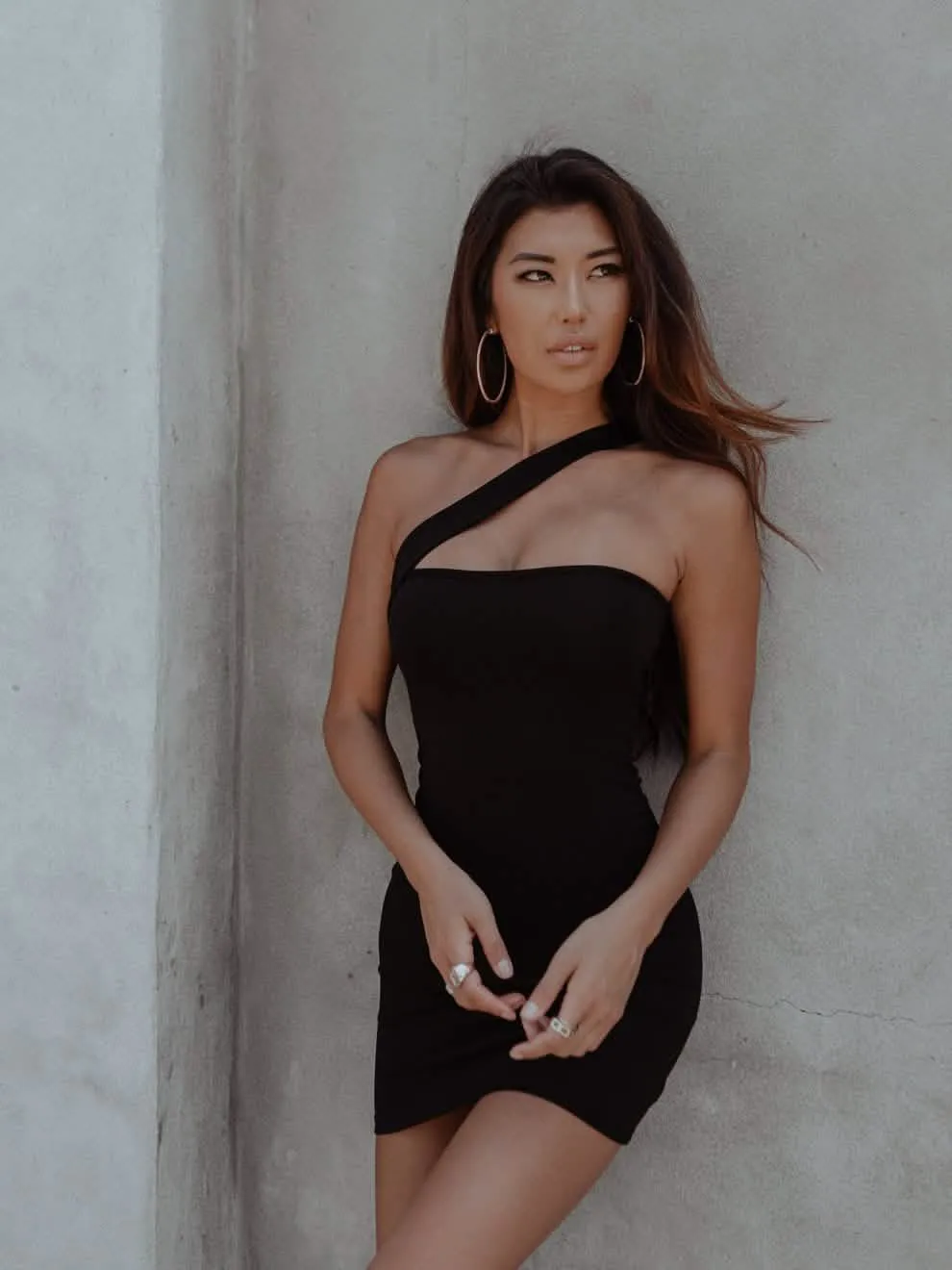 Edgy Asymmetrical Black Mini Dress for Cocktail Events