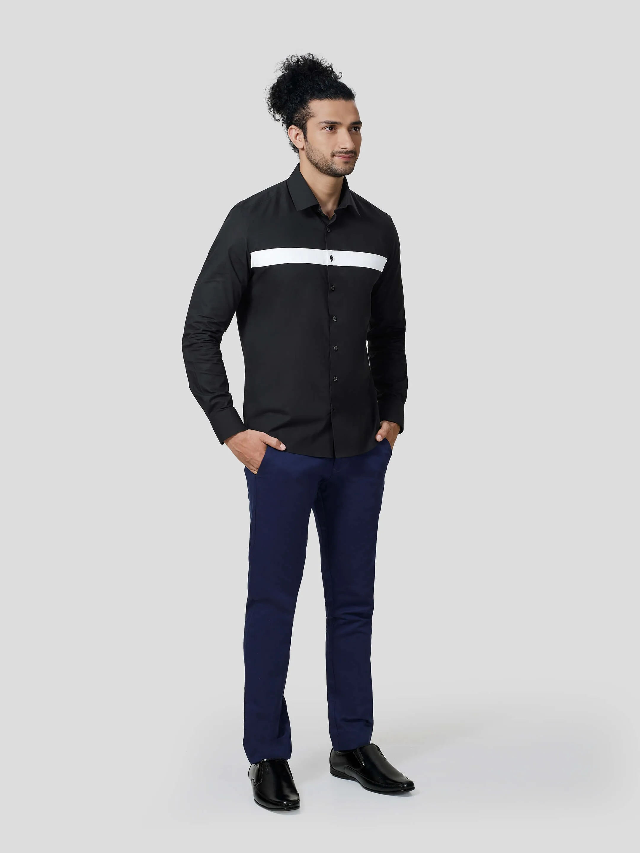 Fantast Full Sleeve Contrast Trim Untuck Fit Shirt