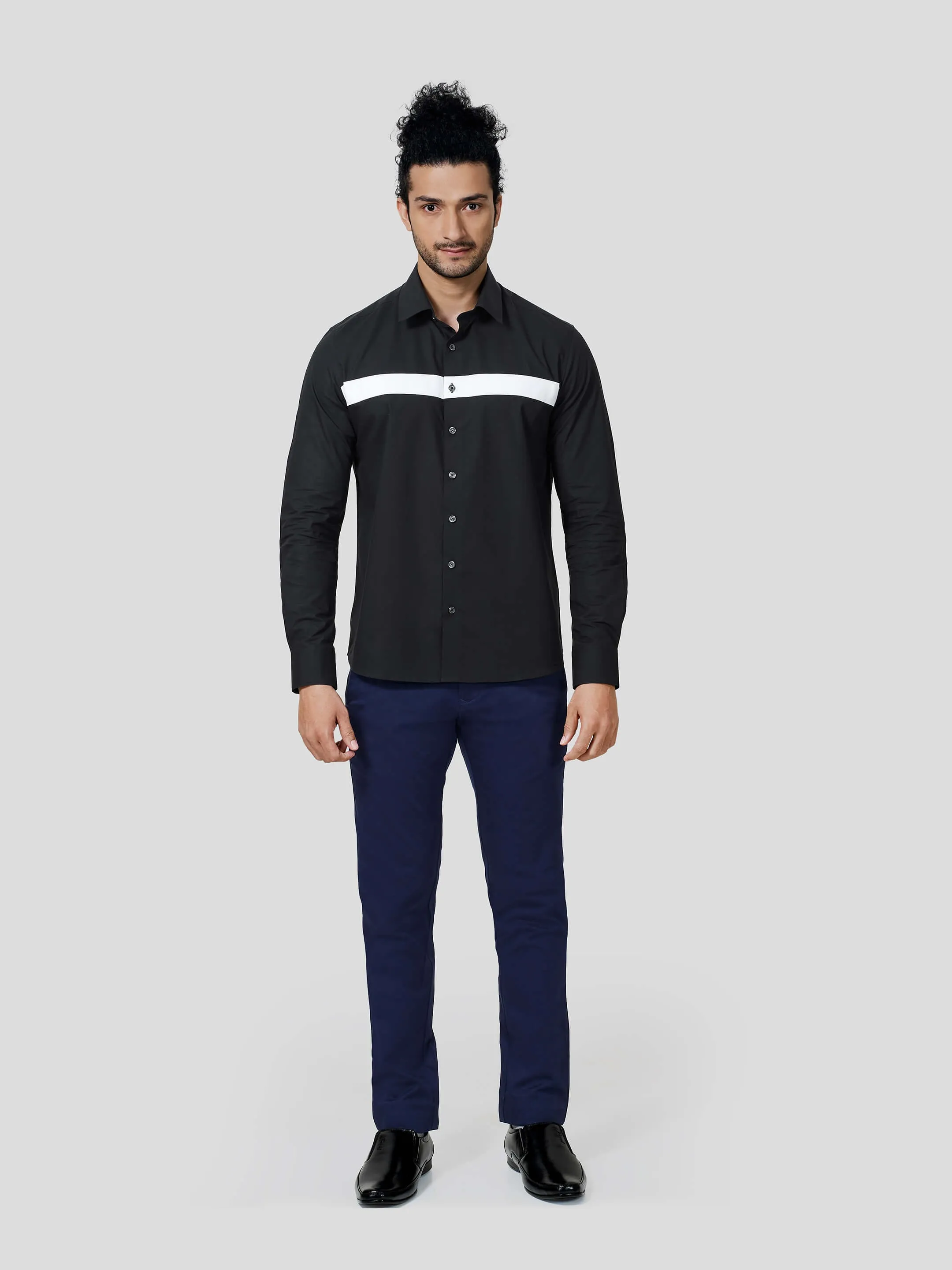 Fantast Full Sleeve Contrast Trim Untuck Fit Shirt
