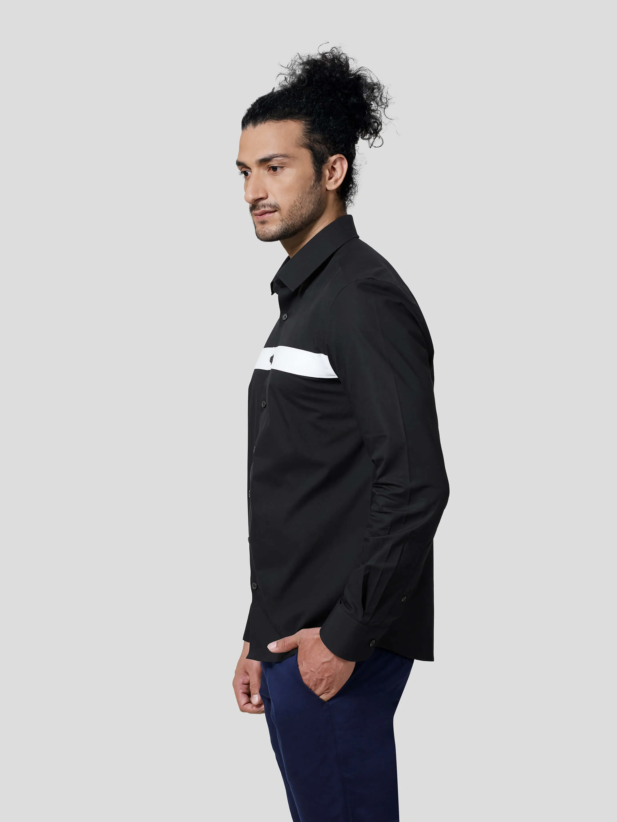 Fantast Full Sleeve Contrast Trim Untuck Fit Shirt