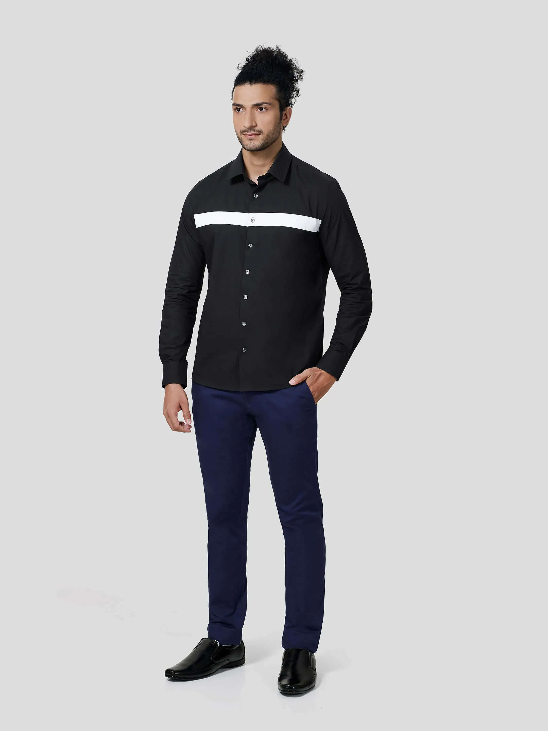 Fantast Full Sleeve Contrast Trim Untuck Fit Shirt