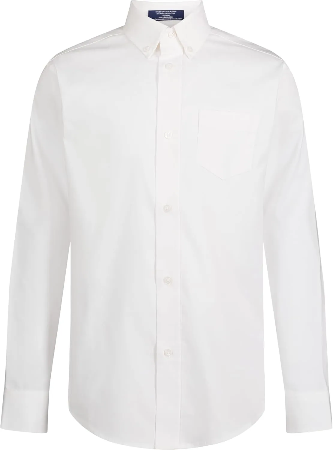 IZOD Boys' Long Sleeve Solid Button-Down Collared Oxford Shirt with Chest Pocket