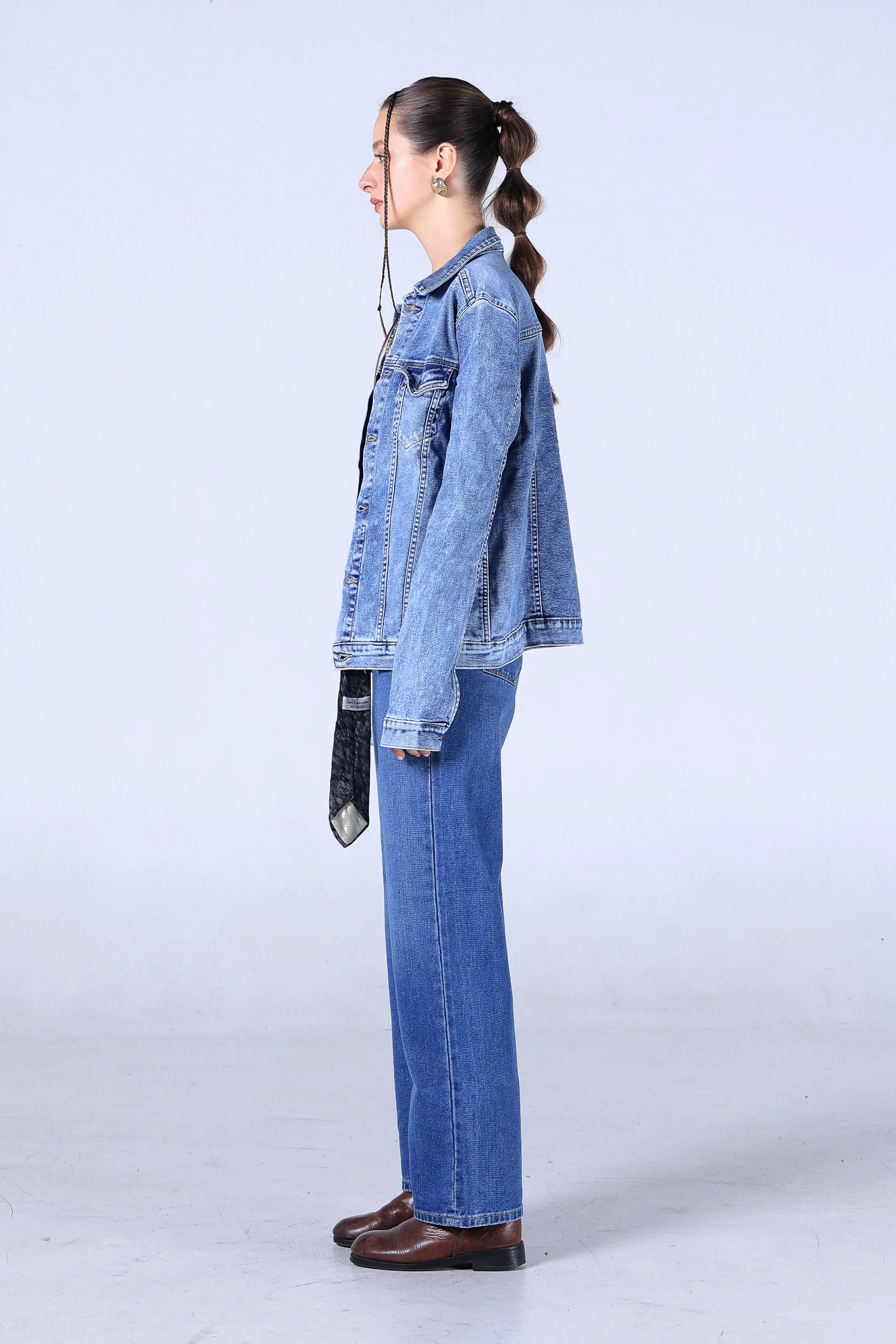 Jack Russel - Women Jeans - Klassik JF-125/DB Wide Leg Dark Blue Mid Waisted
