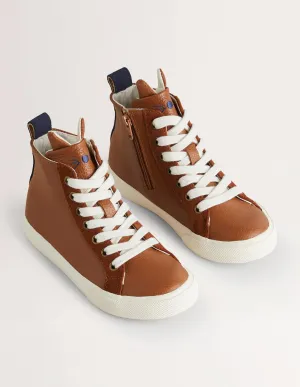 Leather High Tops-Tan