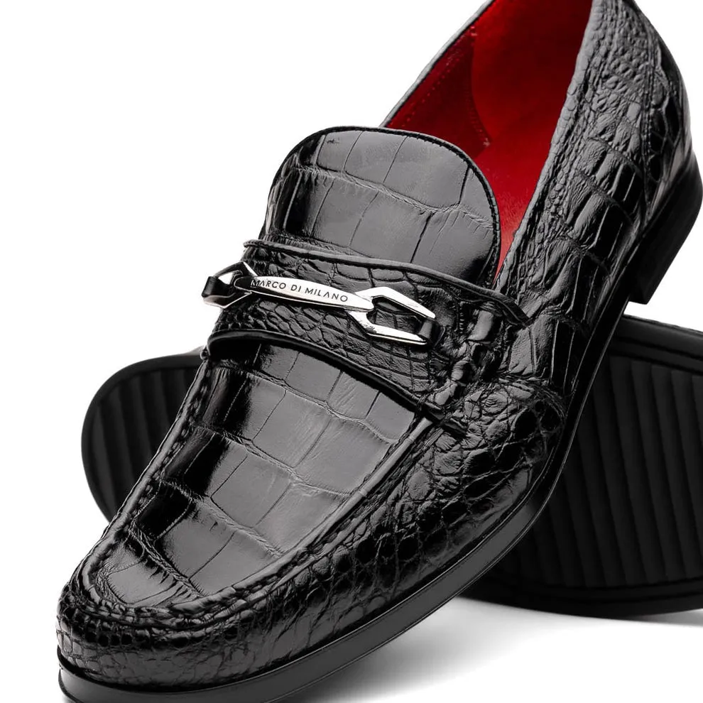 Marco Di Milano Hugo Men's Shoes Exotic Alligator Stylish Horsebit Loafers (MDM1041)