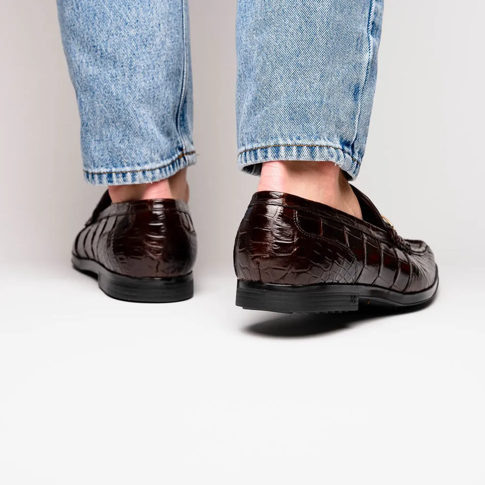 Marco Di Milano Hugo Men's Shoes Exotic Alligator Stylish Horsebit Loafers (MDM1041)