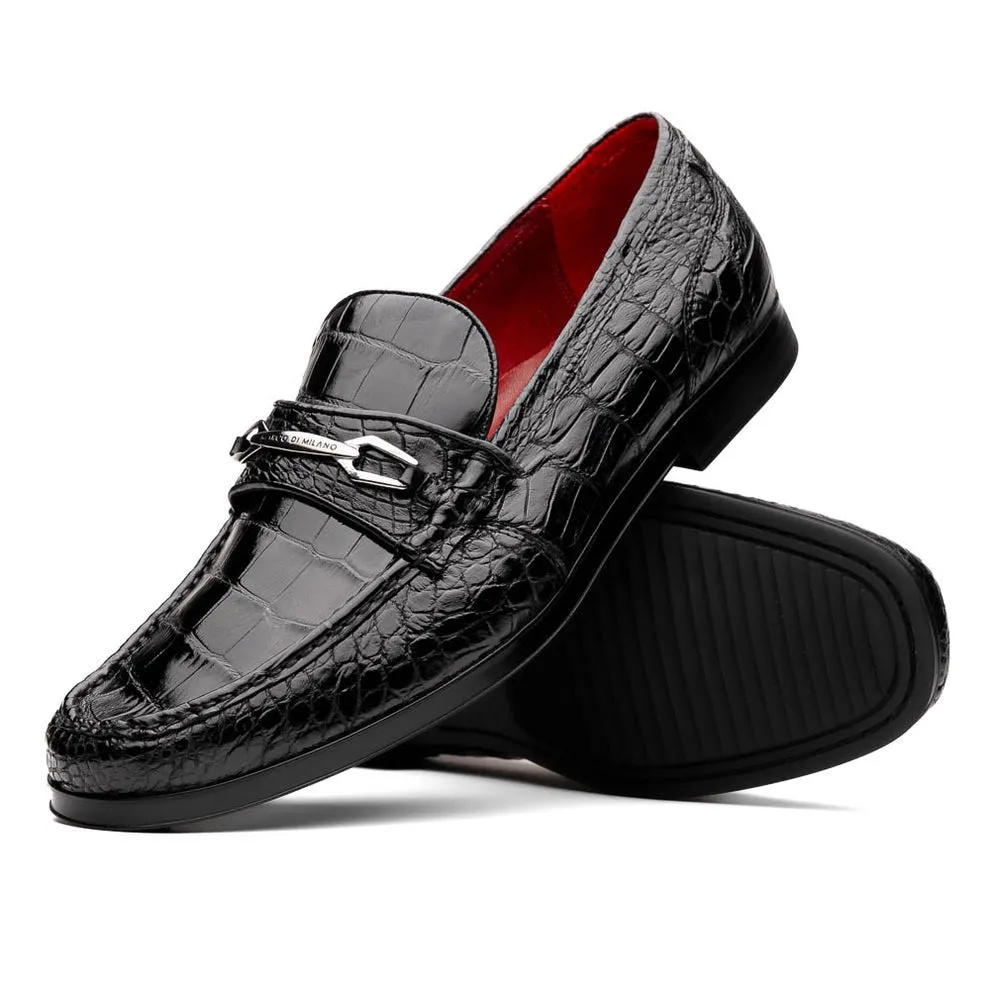 Marco Di Milano Hugo Men's Shoes Exotic Alligator Stylish Horsebit Loafers (MDM1041)