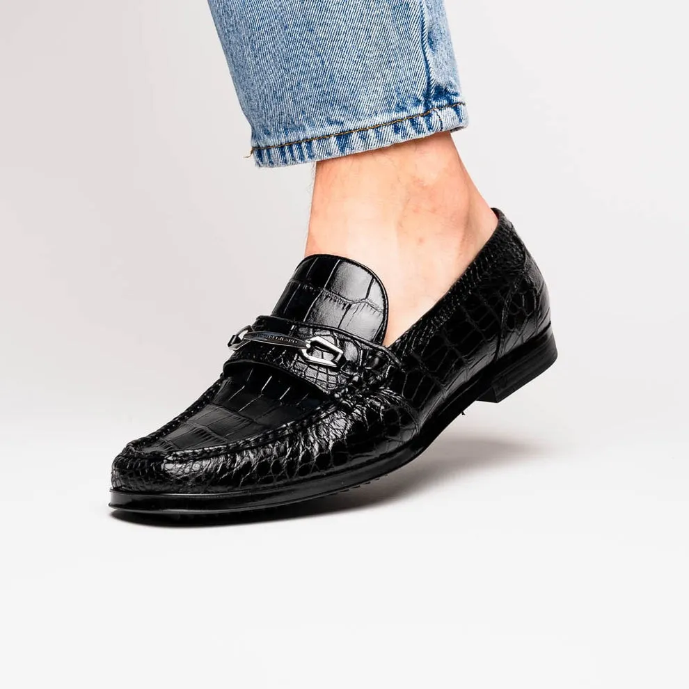 Marco Di Milano Hugo Men's Shoes Exotic Alligator Stylish Horsebit Loafers (MDM1041)