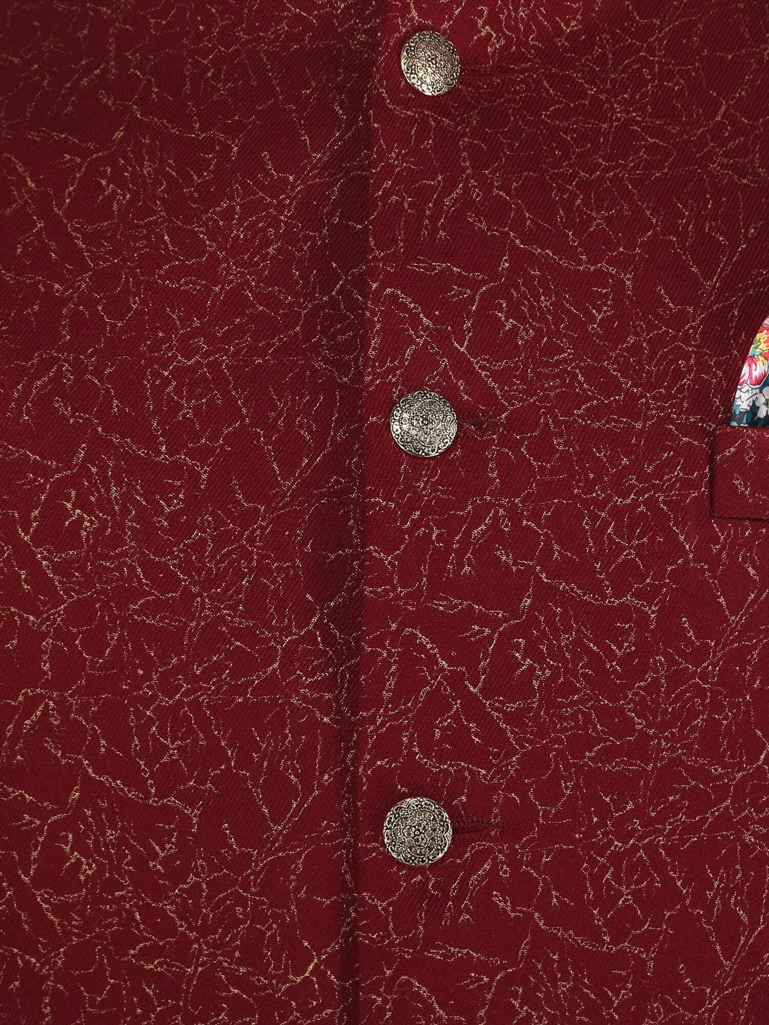 Maroon Gold Work Ethnic Jacket