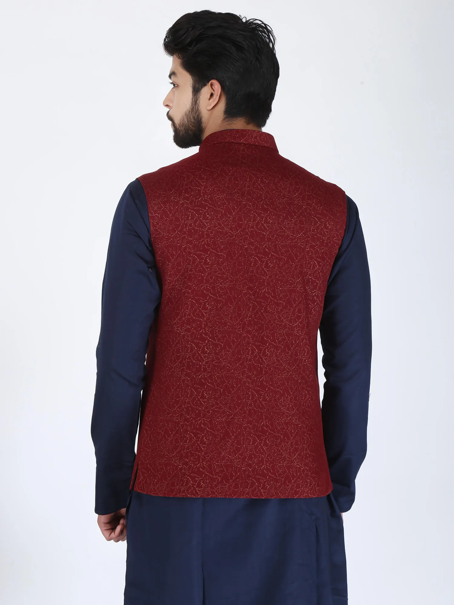 Maroon Gold Work Ethnic Jacket