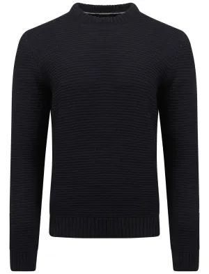 Men's textured wool blend navy jumper
