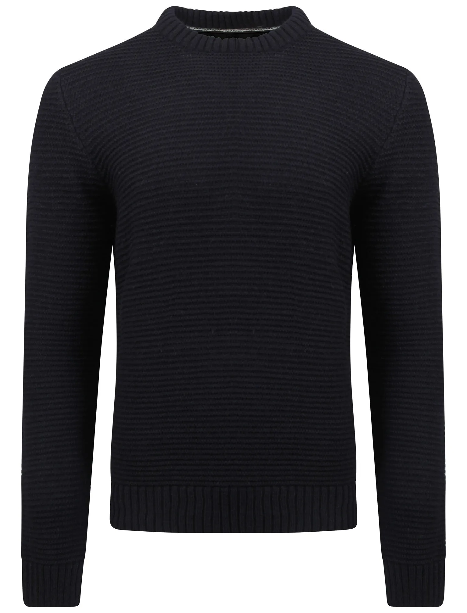 Men's textured wool blend navy jumper