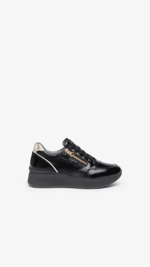 NEROGIARDINI WOMEN LEATHER SNEAKERS IN BLACK