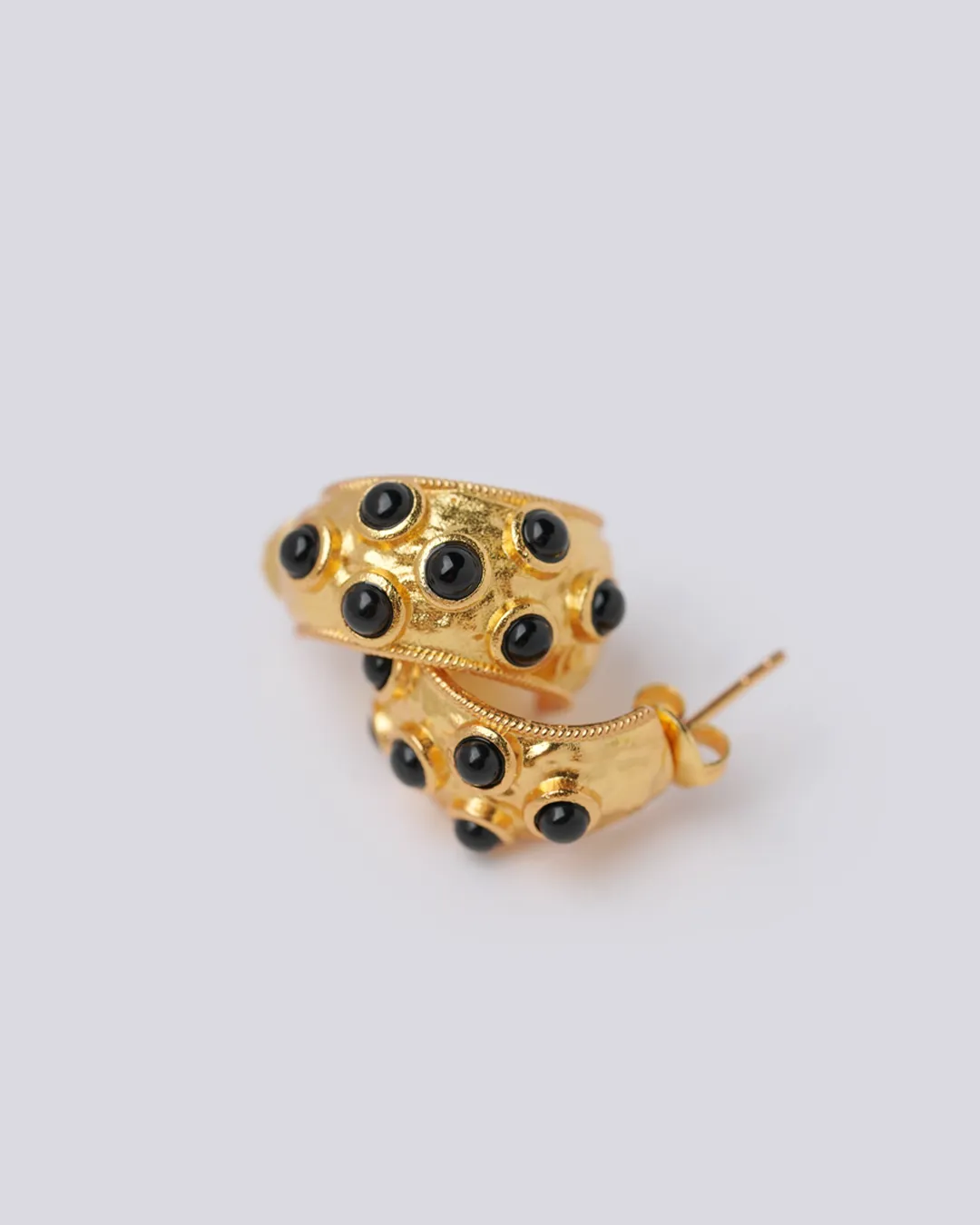 Small Scorpio Onyx Hoop Earrings