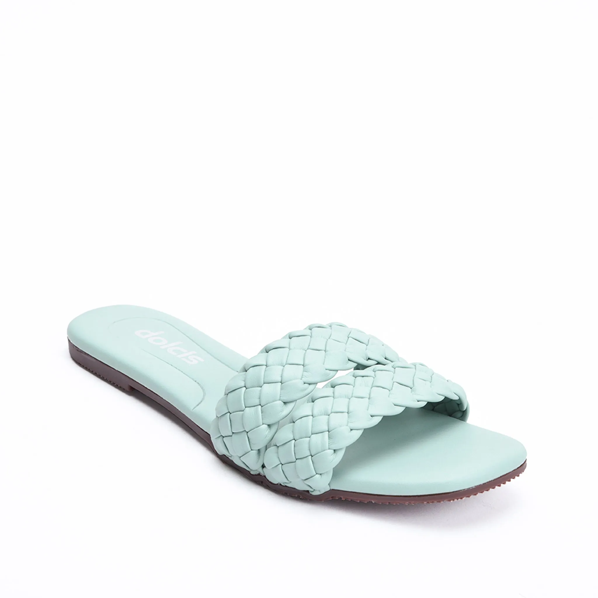 Trendy Mint Green Braided Flats | 566J-K