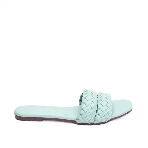 Trendy Mint Green Braided Flats | 566J-K