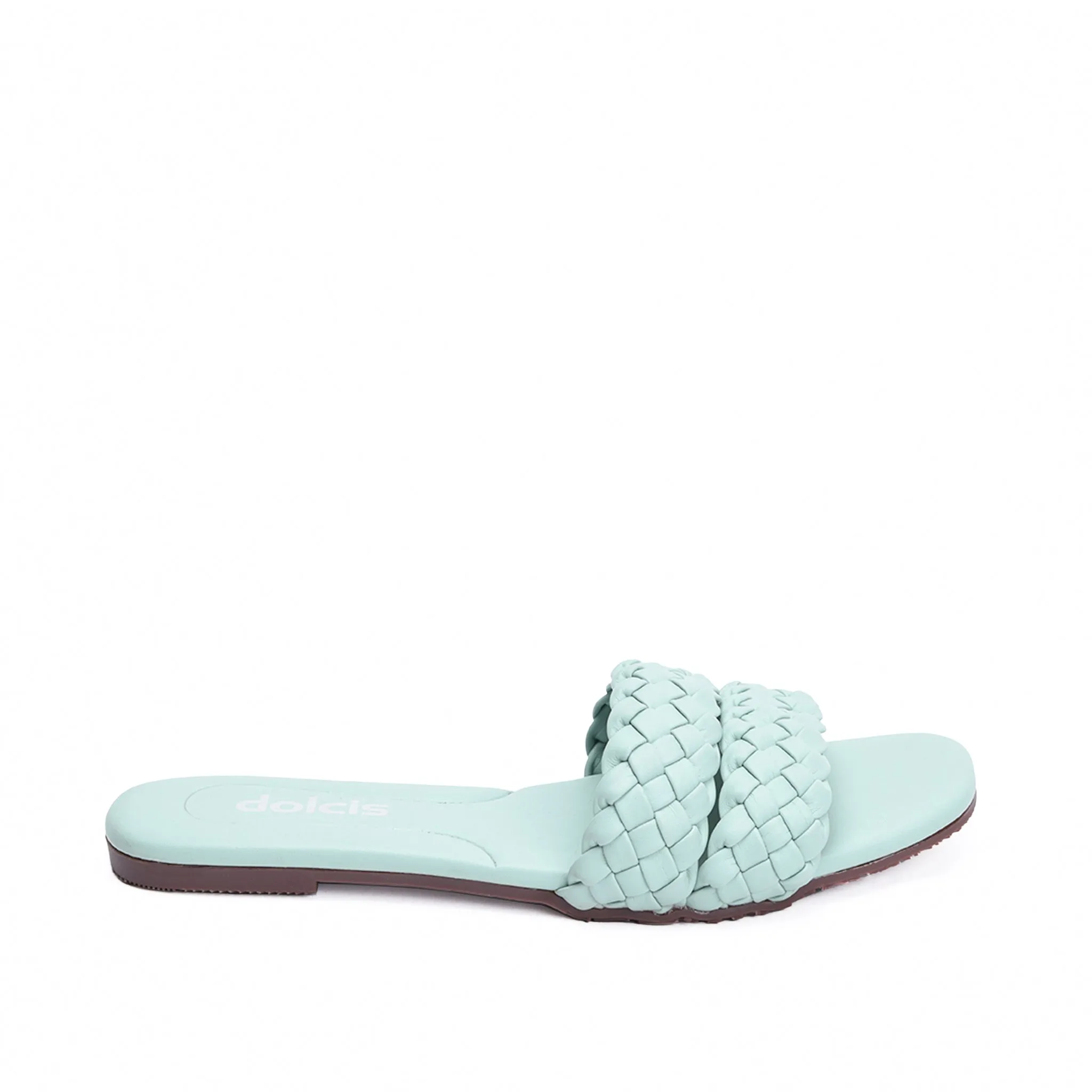 Trendy Mint Green Braided Flats | 566J-K