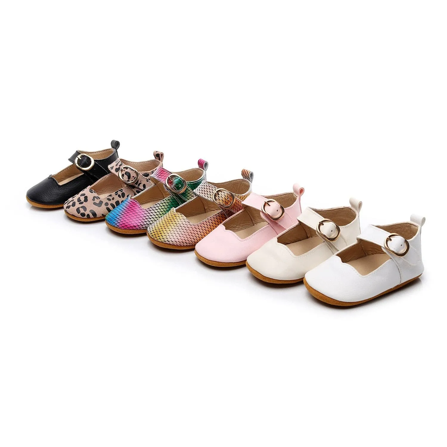 Urban Mary Janes - Genuine Leather Baby Mary Jane Flats, Toddler First Walkers, Colour - Pink