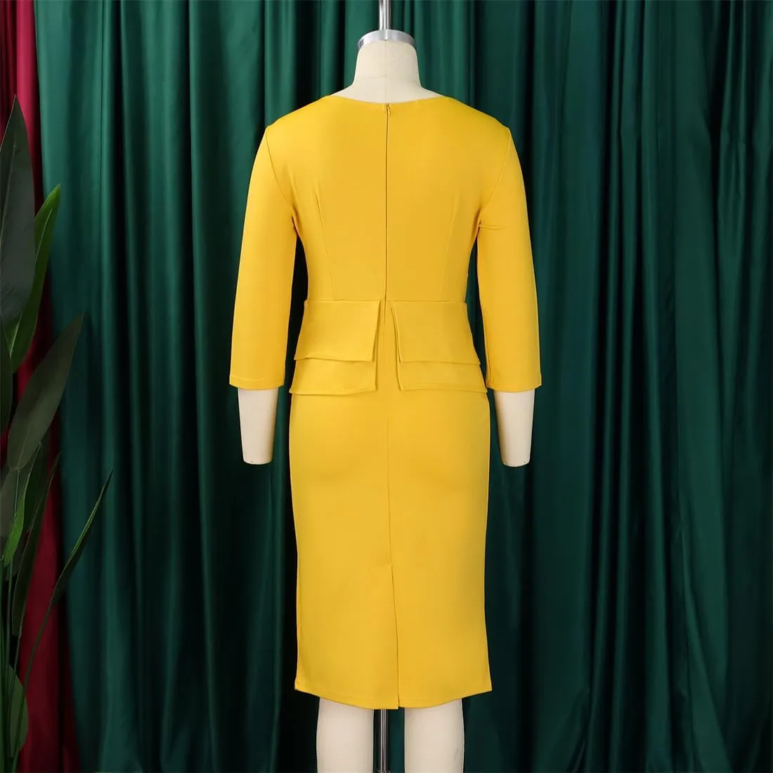 Wear to Work Midi Dress for Women Business Casual Ruffle Pencil Dress Elegance Church Outfits