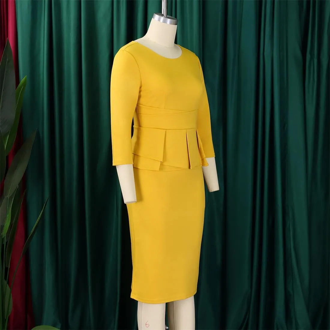 Wear to Work Midi Dress for Women Business Casual Ruffle Pencil Dress Elegance Church Outfits