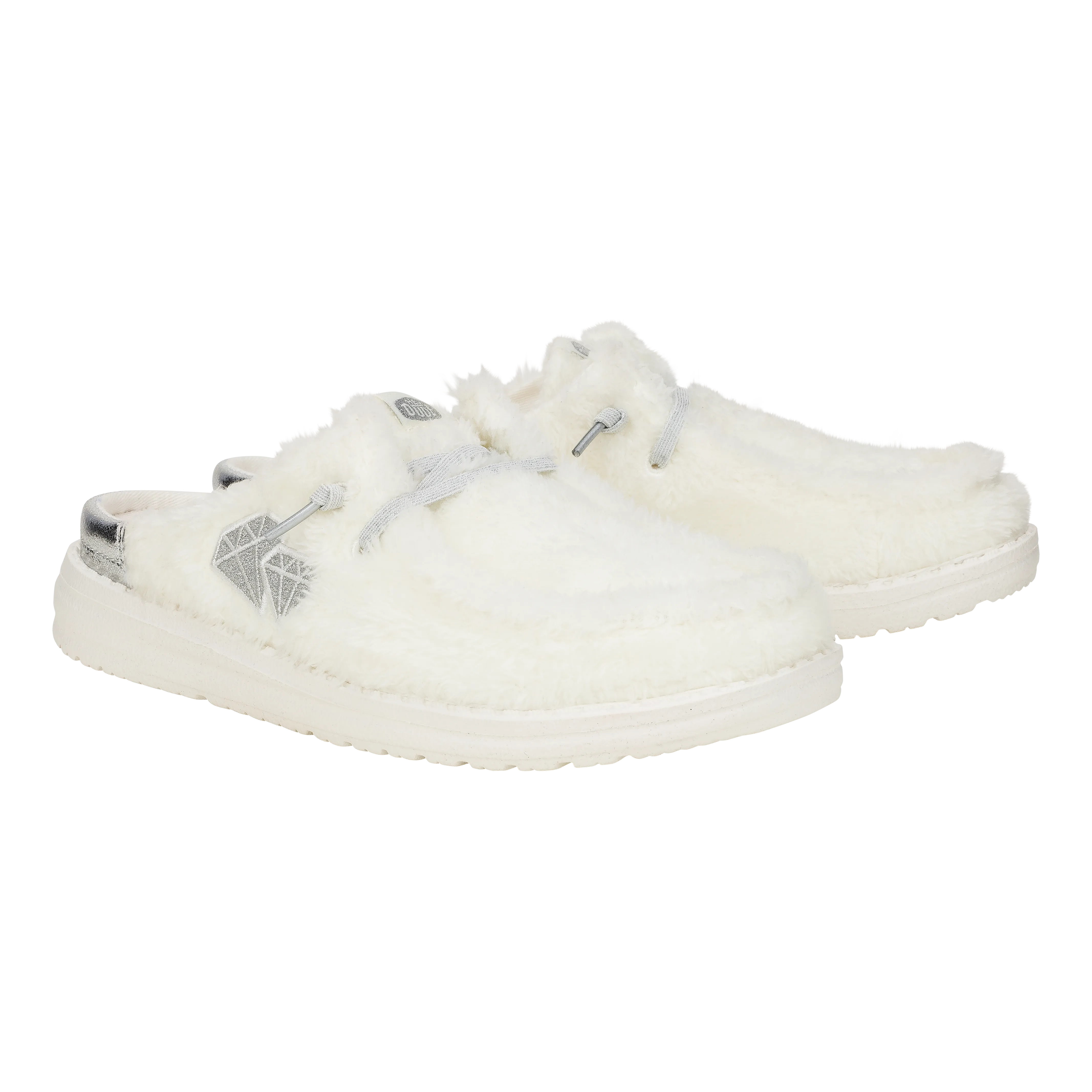 Wendy Slip Fuzzy Bridal - White/Silver