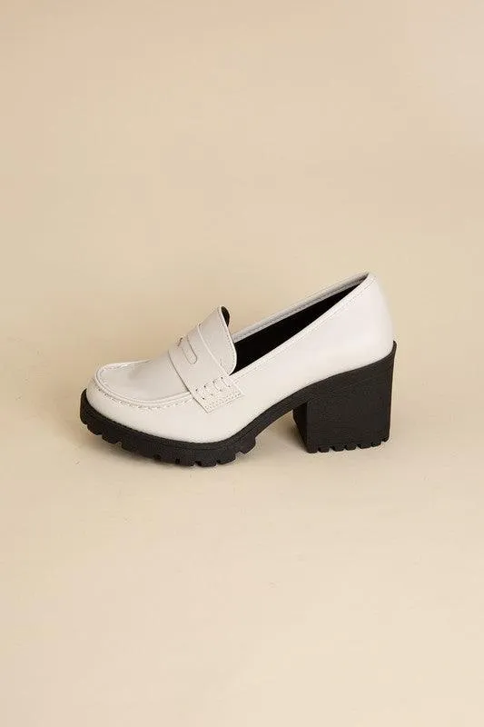 Womens Casual Block Heel Kinder Loafer Shoes