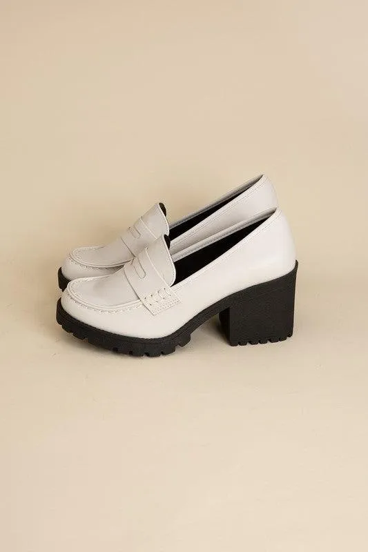 Womens Casual Block Heel Kinder Loafer Shoes
