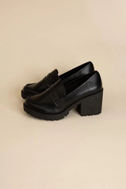 Womens Casual Block Heel Kinder Loafer Shoes