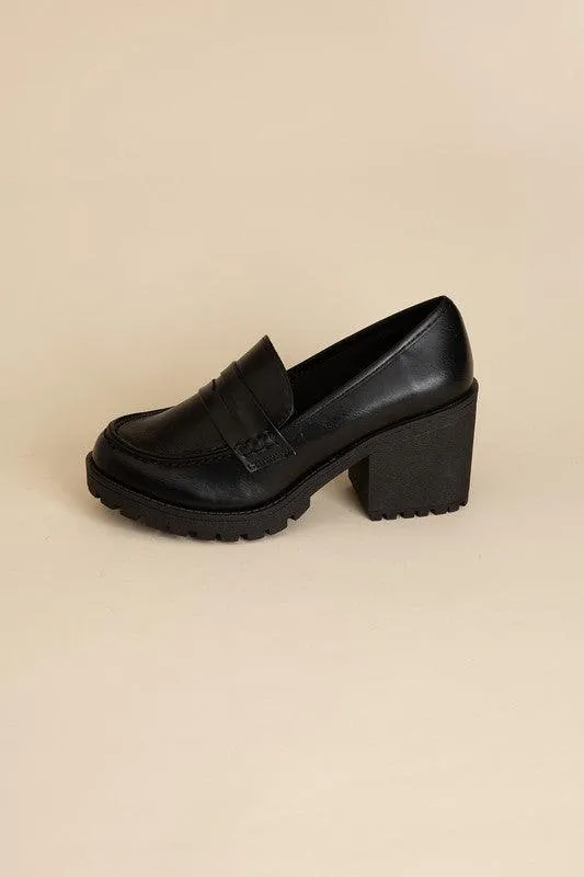 Womens Casual Block Heel Kinder Loafer Shoes