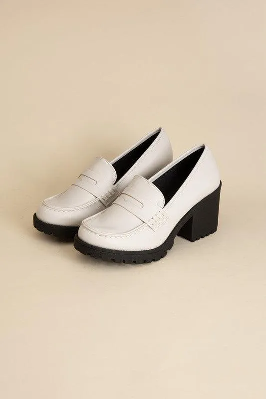 Womens Casual Block Heel Kinder Loafer Shoes