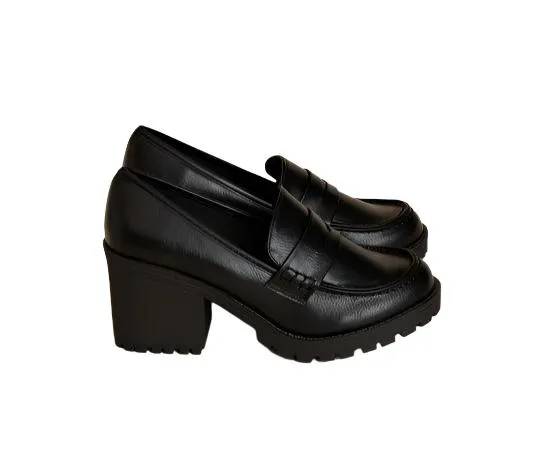 Womens Casual Block Heel Kinder Loafer Shoes