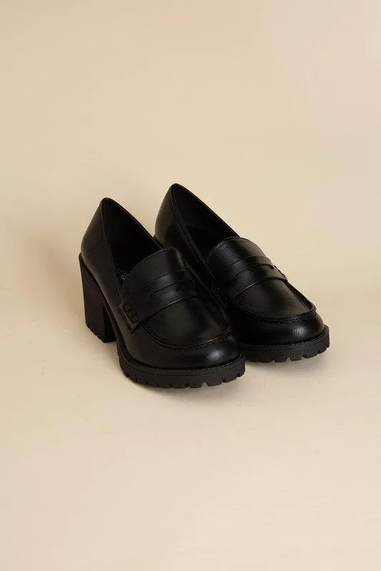 Womens Casual Block Heel Kinder Loafer Shoes