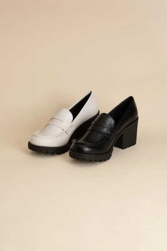 Womens Casual Block Heel Kinder Loafer Shoes